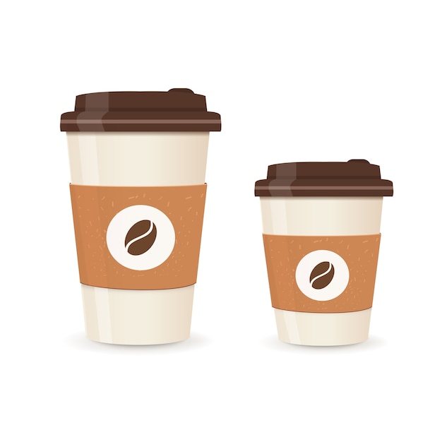 Realistische Papier Kaffeetasse gesetzt