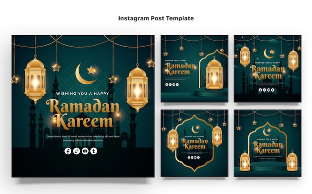 Realistische ramadan instagram posts sammlung