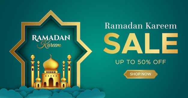 Vektor realistische ramadan kareem verkauf banner vorlage