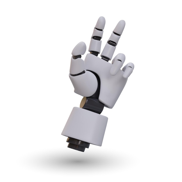 Realistische Roboterhand mit zwei gebogenen Fingern. Beweglicher Manipulator