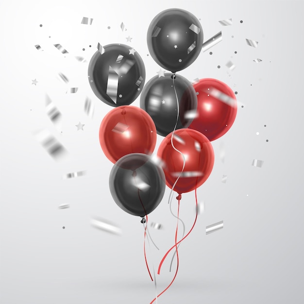 Realistische rote und schwarze luftballons