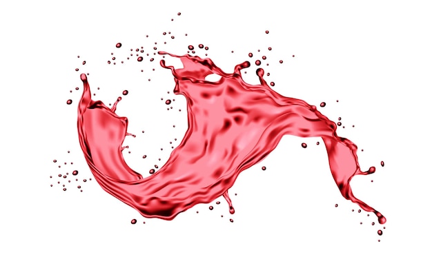 Realistische rote Wasser-Spritz-Spiraldynamik auf weißem Hintergrundvektor