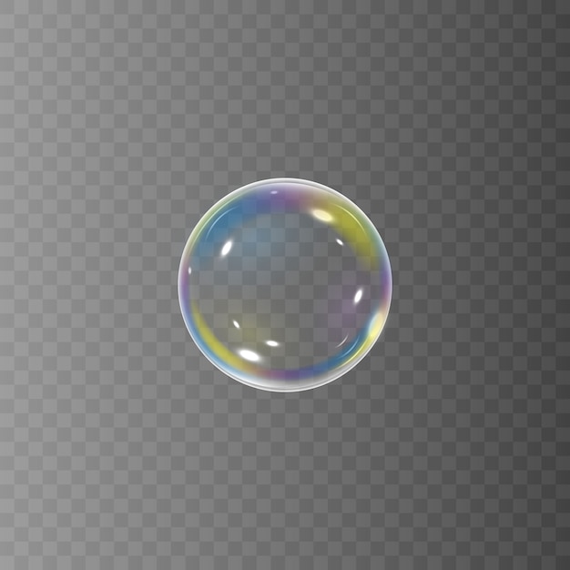 Realistische Seifenblase mit Regenbogenreflexion
