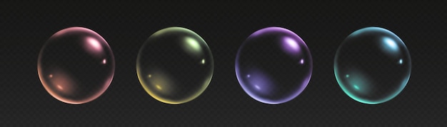 Realistische Seifenblasen mit Regenbogenreflexen bunt schillernden Glaskugeln