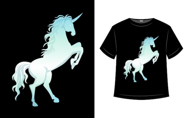 Vektor realistische silhouette einhorn-t-shirt-design