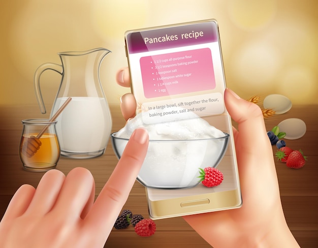Realistische Smartphone Augmented Reality-Anwendungsillustration