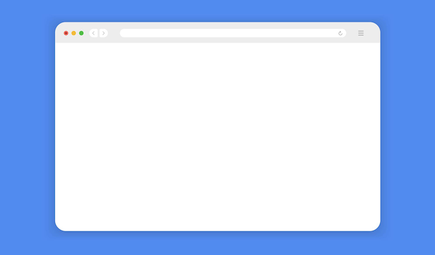 Realistische Suchmaschinen-Webbrowser-Fenstervorlage mit Symbolleiste und Schatten