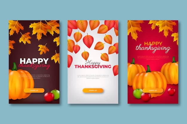 Realistische thanksgiving instagram geschichten sammlung