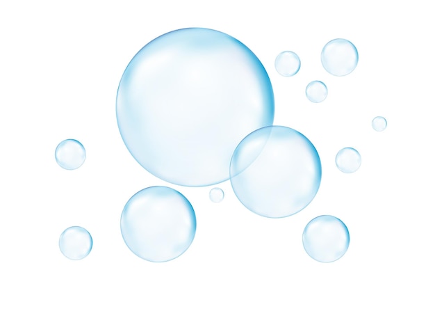 Realistische transparente 3D-Blasen unter Wasser Seifenblasen-Vektorillustration