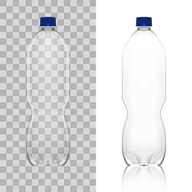 Realistische transparente leere saubere Plastikflaschenvorlage
