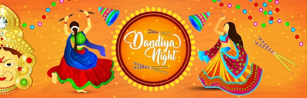 Realistische vektorillustration der dandiya-nacht