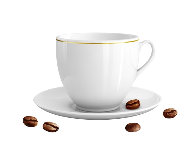 Realistische Vektorillustration einer Tasse Kaffee