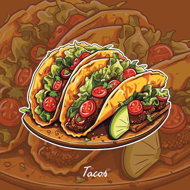 Realistische vektorillustration von tacos