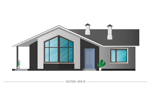 Vektor realistische villa lokalisiert auf einem weißen hintergrund. stilvolles modernes haus im loftstil. illustration