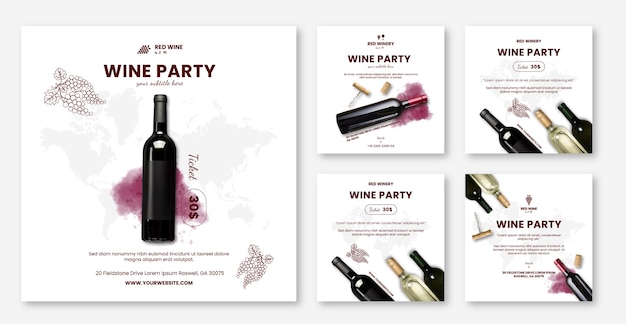 Realistische Weinparty-Instagram-Posts