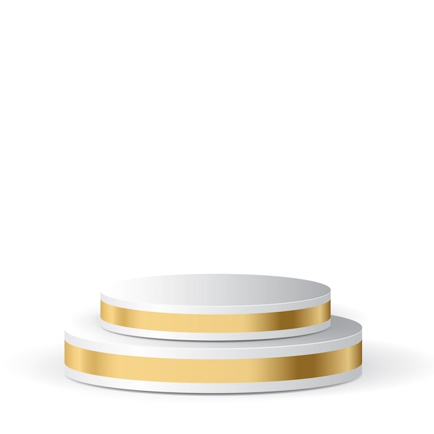 Realistische weiße leere Produktpodiumszene Sockel mit goldener Linie Podium für Werbung Ständer für Kosmetikprodukte Podium für Produkte Vektorillustration
