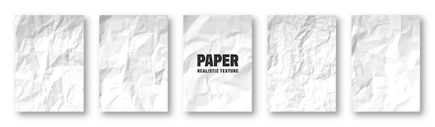 Realistische weiße zerknitterte Papiertextur isolierte raue Grunge alte leere zerrissene Kanten Vektor