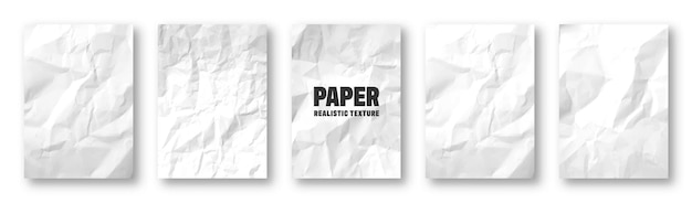 Realistische weiße zerknitterte Papiertextur isolierte raue Grunge alte leere zerrissene Kanten Vektor