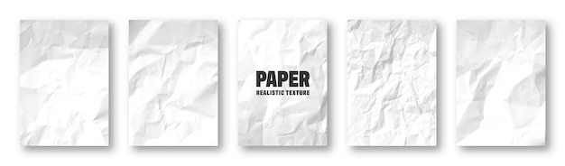 Realistische weiße zerknitterte Papiertextur isolierte raue Grunge alte leere zerrissene Kanten Vektor