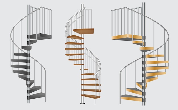 Realistische wendeltreppe isolierte wohntreppe in der gebäudearchitekturstruktur