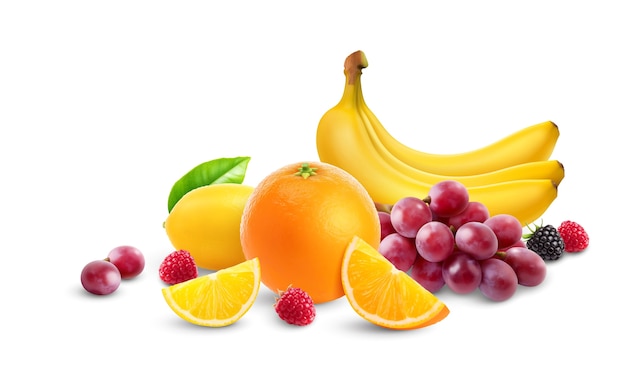 Realistische Zusammensetzung frischer Früchte Hintergrund