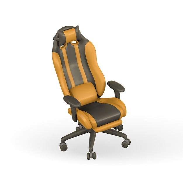 Realistischer 3D-Computer-Spielstuhl im Cartoon-Stil Computer-Ausrüstungskonzept Vektor-Illustration