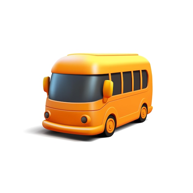 Realistischer 3D-gelber Bus auf weißem Hintergrund Öffentlicher Verkehr
