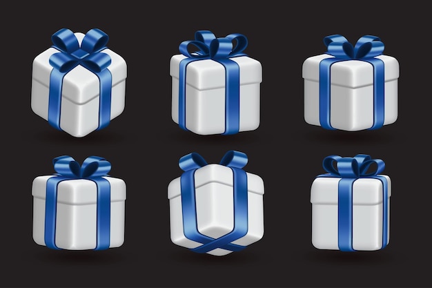 Realistischer 3D-Geschenkbox-Set-Sammlungsdesignvektor