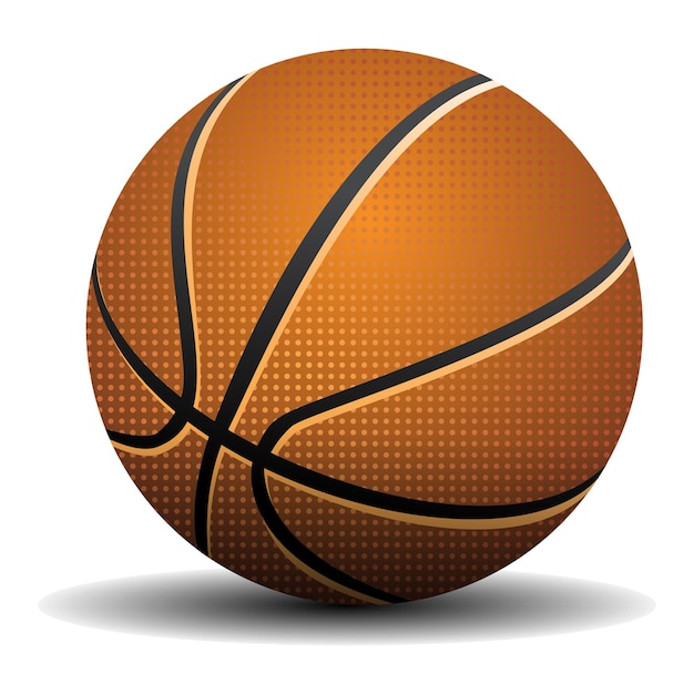 Realistischer basketball mit netz isoliert. basketballkorb