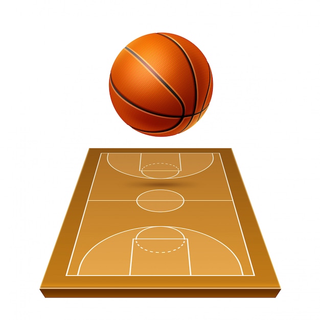 realistischer Basketballball auf Spielplatzmodell für Sportwetten