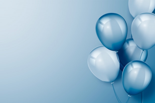 Realistischer blauer Hintergrund mit Ballonen