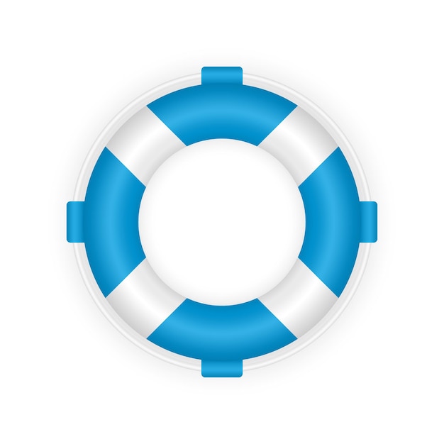 Realistischer blauer rettungsring 3d. rettungsring illustration isoliert auf weißem hintergrund