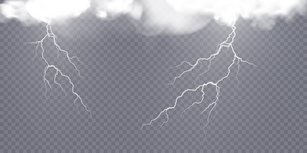 Realistischer blitz. lichteffekt der elektrischen entladung. lightning für webdesign und illustrationen.