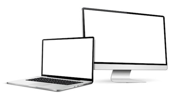 Realistischer Computerbildschirm mit Laptop-Mockup