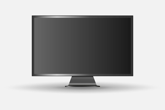 Realistischer Computermonitor-Bildschirm isoliert auf weißem Hintergrund Vektorillustration