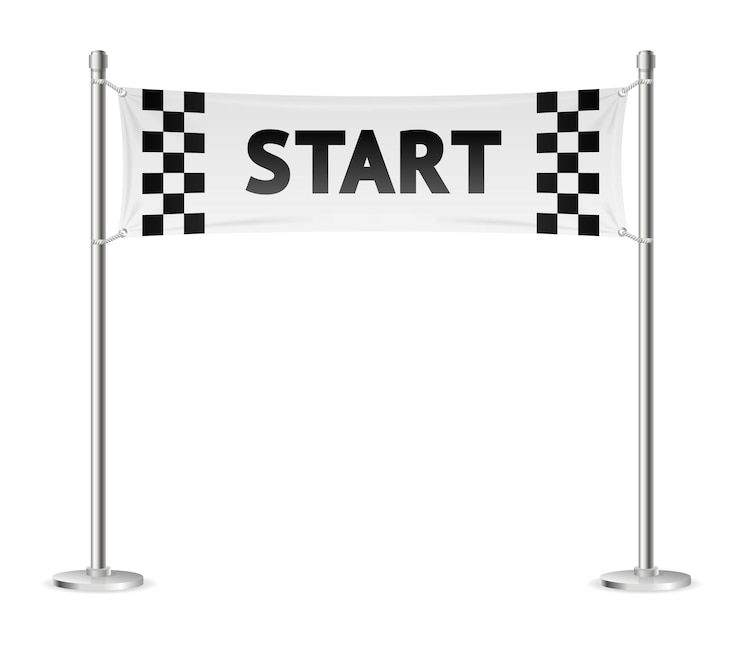 Vektor realistischer, detaillierter 3d-rennstartlinienvektor