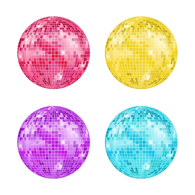 Realistischer detaillierter Disco-Kugel-Set-Vektor