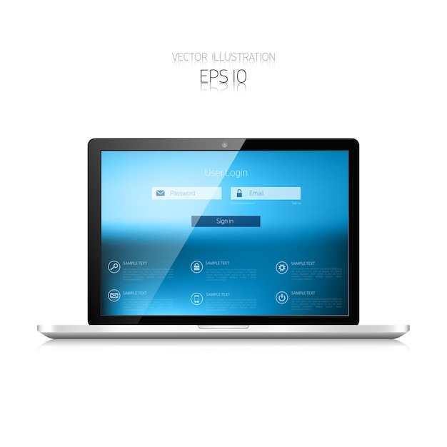 Realistischer detaillierter flacher Laptop-Vektor