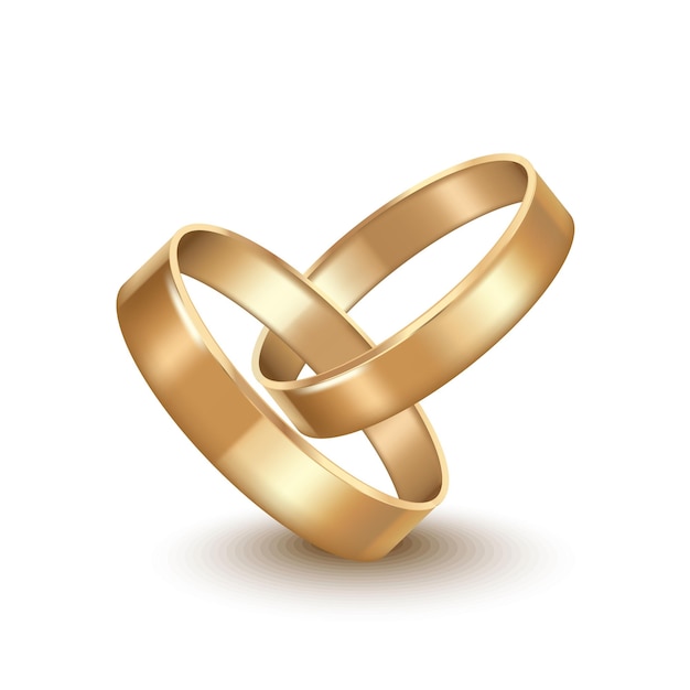 Realistischer, detaillierter Vektor für goldene Eheringe