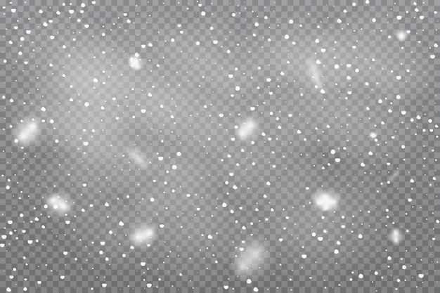 Realistischer fallender Schnee auf transparentem Hintergrund