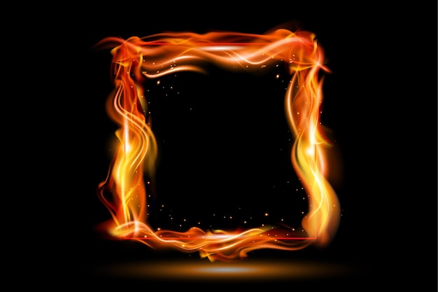 Realistischer feuer-flammen-banner-hintergrund