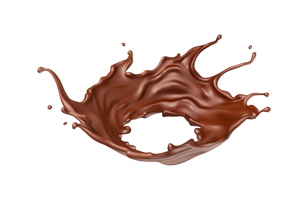 Realistischer flüssiger Schokoladen-Splash Geschmolzene Schokolade Braun-Choco Vektor-Illustration