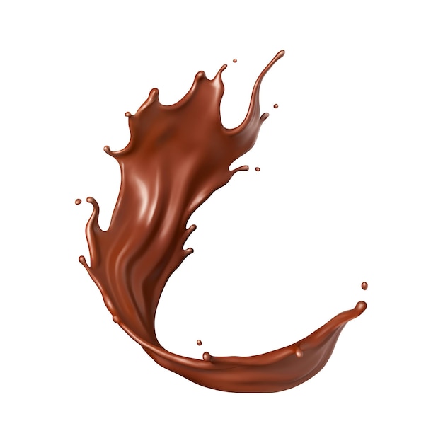Realistischer flüssiger Schokoladen-Splash Geschmolzene Schokolade Braun-Choco Vektor-Illustration