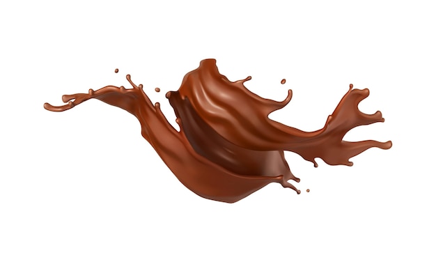 Realistischer flüssiger Schokoladen-Splash Geschmolzene Schokolade Braun-Choco Vektor-Illustration