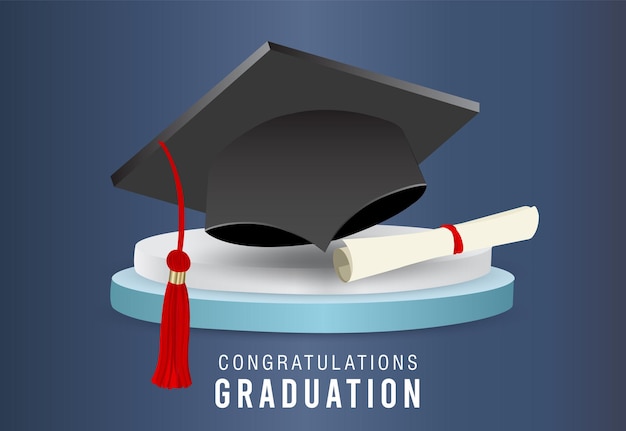realistischer graduiertenkappenhintergrund mit vektordesign