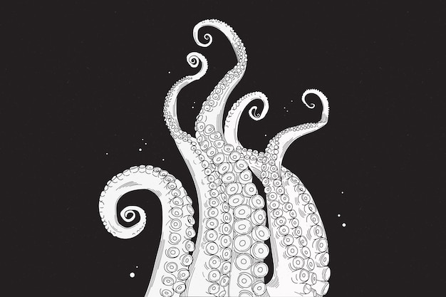 Realistischer handgezeichneter oktopus-tentakelhintergrund
