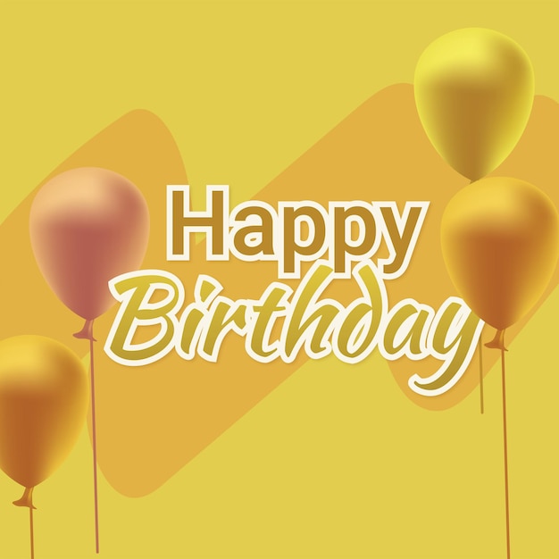 Realistischer Happy Birthday-Hintergrund mit rosa und goldenen 3D-Ballons