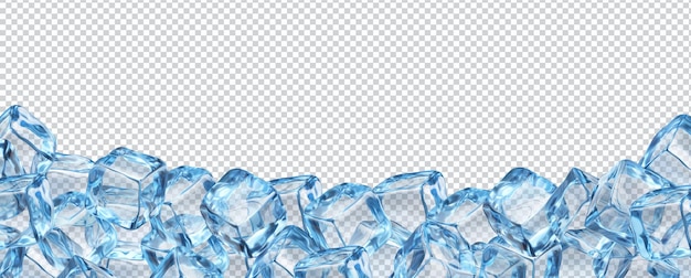 Realistischer Hintergrund aus Eiswürfeln mit Kristallblöcken