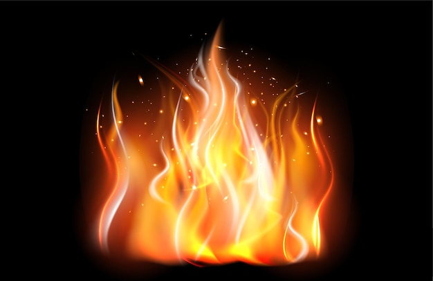 Realistischer hintergrund der feuerflamme lokalisiert