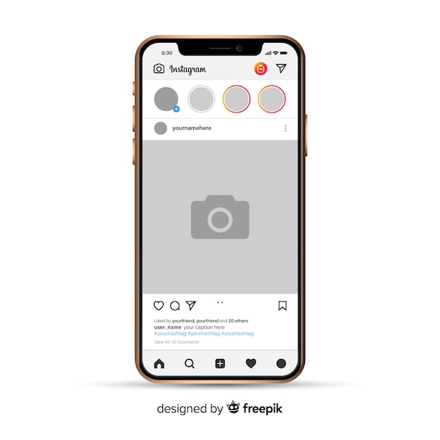 Realistischer Instagram-Fotorahmen auf dem Smartphone